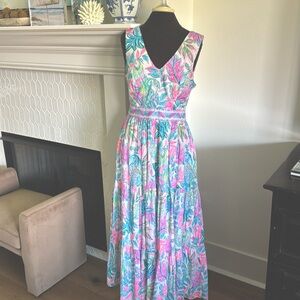 NWT Lilly Pulitzer Charleen Maxi Dress sz10 Toucan Do It pattern